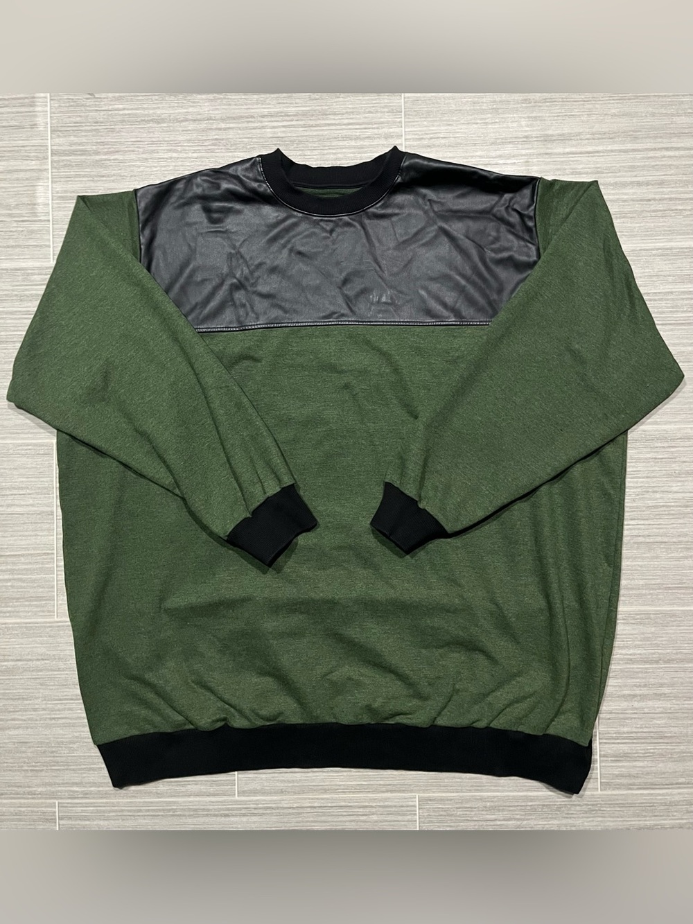 Men's Green Pullover Sweater with Black Yoke